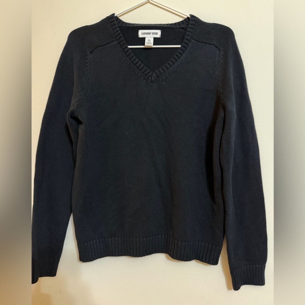 Lands' End Men's Navy V-Neck Sweater